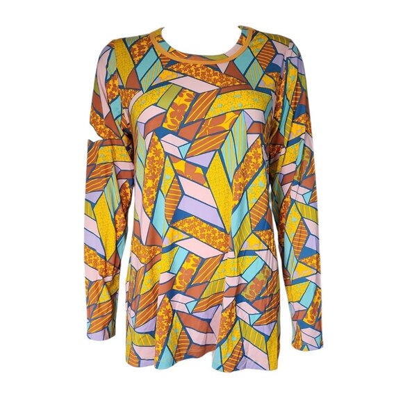 Logo Lori Goldsein Top Womens Size M Medium Multicolored Geometric Printed - Picture 1 of 7